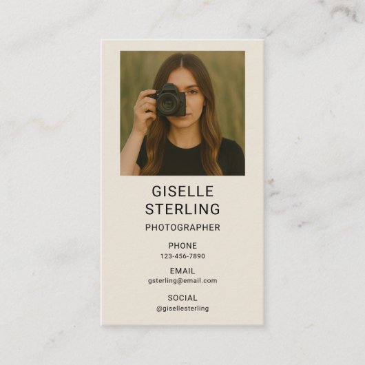 Simple Modern Photographer Photo Visitekaartje (Voorkant)