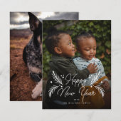 Simple Modern Pine Berry Full Photo Holiday Kaart (Voorkant / Achterkant)