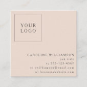 Simple Modern Pink Checkerboard Your Logo Custom Vierkante Visitekaartje (Voorkant)