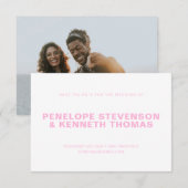 Simple Modern Pink Verloving Photo Wedding Save The Date (Voorkant / Achterkant)
