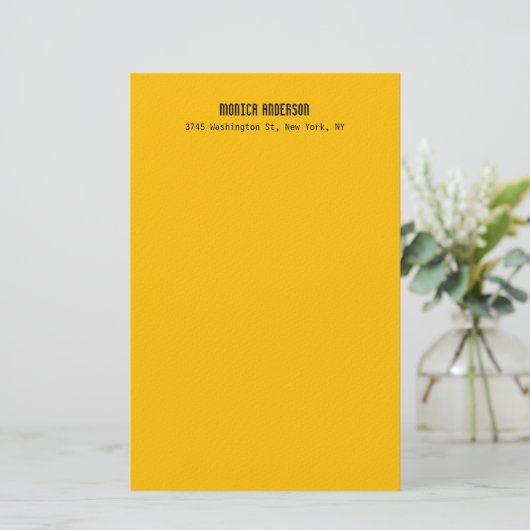 Simple Modern Plain Professional Amber Yellow Briefpapier (Staand voorkant)