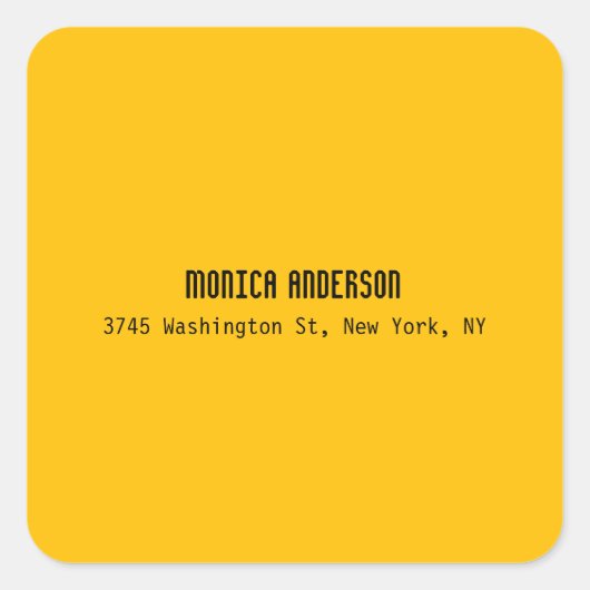 Simple Modern Plain Professional Amber Yellow Vierkante Sticker (Voorkant)