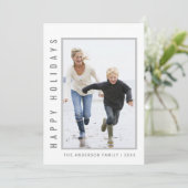 Simple Modern Prettige feestdagen Foto Gray Feestdagenkaart (Staand voorkant)