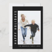 Simple Modern Prettige feestdagen Photo Black Feestdagenkaart (Voorkant)