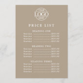Simple Modern Professional Logo Menu Price List (Voorkant)