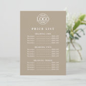 Simple Modern Professional Logo Menu Price List (Staand voorkant)