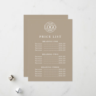 Simple Modern Professional Logo Menu Price List