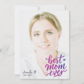 Simple Modern Purple Pink Best Mother Photo Script Kaart (Voorkant)