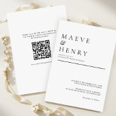 Simple Modern QR Code Minimalist Wedding Kaart