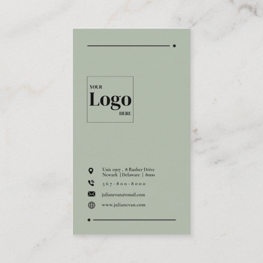 Simple Modern QR Code Sage Green Minimalist Visitekaartje (Achterkant)