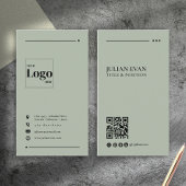 Simple Modern QR Code Sage Green Minimalist Visitekaartje