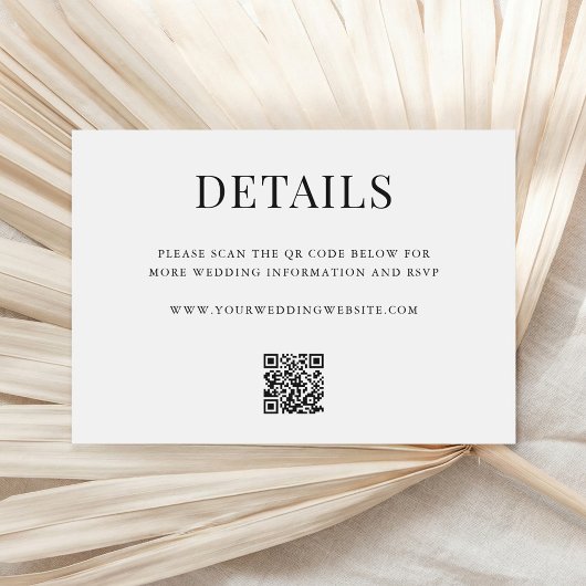 Simple Modern QR Code Wedding Details Informatiekaartje
