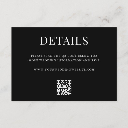 Simple Modern QR Code Wedding Details Informatiekaartje (Voorkant)