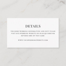 Simple Modern QR Code Wedding Details Mini  Informatiekaartje