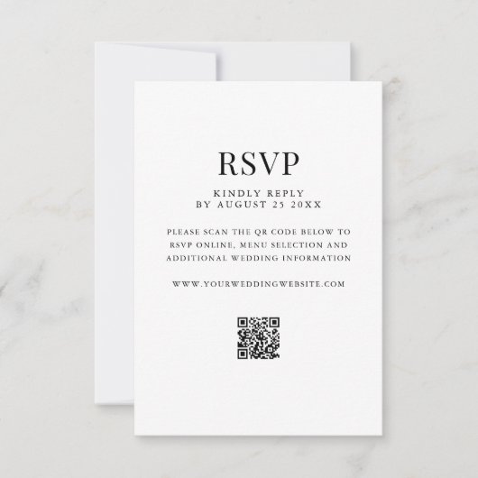Simple Modern QR Code Wedding RSVP Kaartje (Voorkant)