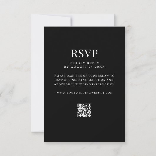 Simple Modern QR Code Wedding RSVP Kaartje (Voorkant)