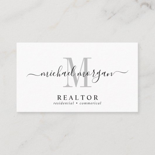 Simple Modern Realtor Script Monogram Visitekaartje (Voorkant)