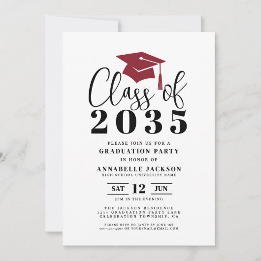 Simple Modern Red Graduation Party Kaart (Voorkant)