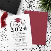 Simple Modern Red Graduation Party Kaart