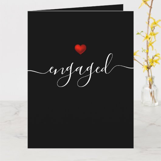 Simple Modern Red Heart Black Kaart (Gele Bloem)