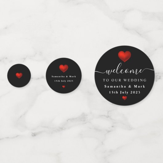 Simple Modern Red Heart Wedding Confetti (Voorkanten)