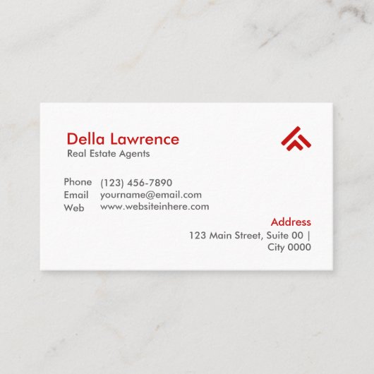 Simple Modern Red Real Estate Agent Realtors  Visitekaartje (Voorkant)