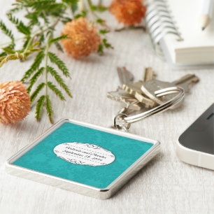 Simple Modern Retro Turquoise Mint Damask Wedding Sleutelhanger