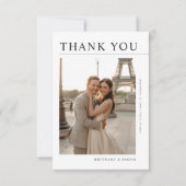 Simple Modern Romantic Destination Photo Wedding Bedankkaart (Voorkant)