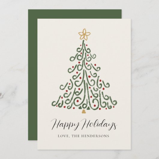 Simple Modern Rustic Christmas Tree  Feestdagenkaart (Voorkant / Achterkant)