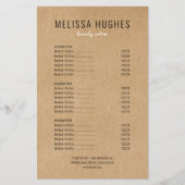 Simple Modern Rustic Kraft Salon Service Menu (Voorkant)