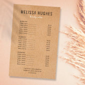 Simple Modern Rustic Kraft Salon Service Menu