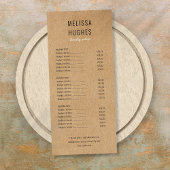 Simple Modern Rustic Kraft Salon Service Menu