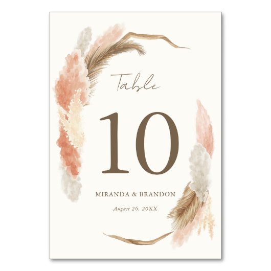 Simple Modern Rustic Pampas Grass Wedding Kaart (Achterkant)