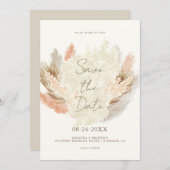 Simple Modern Rustic Pampas Grass Wedding Save The Date (Voorkant / Achterkant)