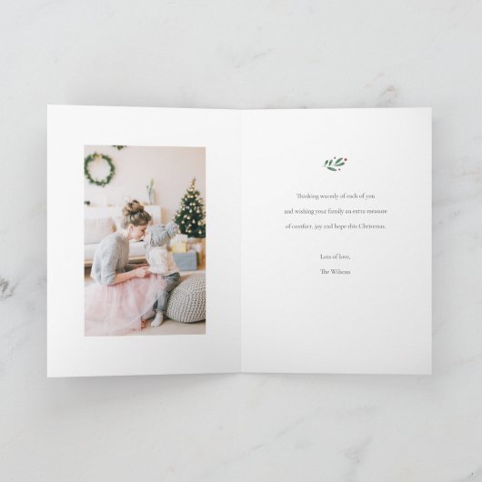 Simple Modern Rustic Photo Holiday Kerstmis Kaart (Binnen)