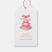 Simple Modern Rustic Pink Christmas Tree Cadeaulabel (Voorkant)