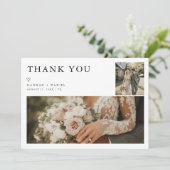 Simple Modern Rustic Two Photo Wedding Bedankkaart (Staand voorkant)