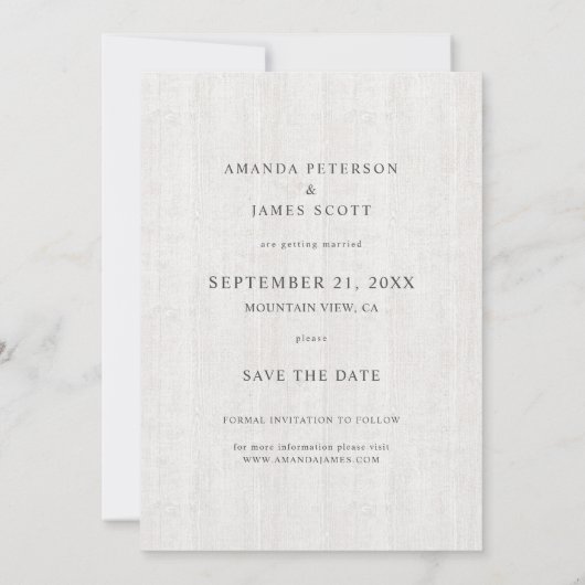 Simple Modern Rustic Wedding Photo Save The Date (Achterkant)