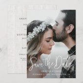 Simple Modern Rustic Wedding Photo Save The Date (Voorkant / Achterkant)