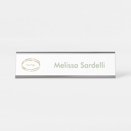 simple modern sage green business logo custom bureau naambordje (Voorkant)