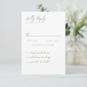 Simple Modern Sage Green Calligraphy RSVP Card (Staand voorkant)
