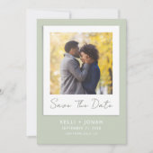 Simple Modern Sage Green Photo Wedding Save The Date (Voorkant)