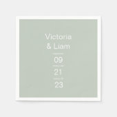 Simple Modern Sage Green Typography Napkins Servet (Voorkant)