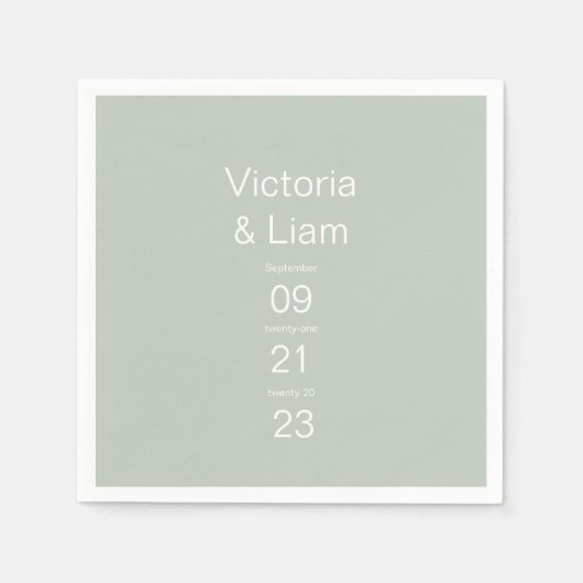 Simple Modern Sage Green Typography Napkins Servet (Voorkant)