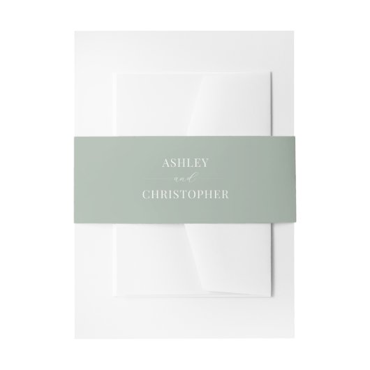 Simple Modern Sage Green Wedding Uitnodigingen Wikkel (Voorkant Voorbeeld)