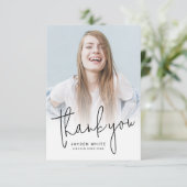Simple Modern Script 2 Photo Afstuderen Bedankkaart (Staand voorkant)