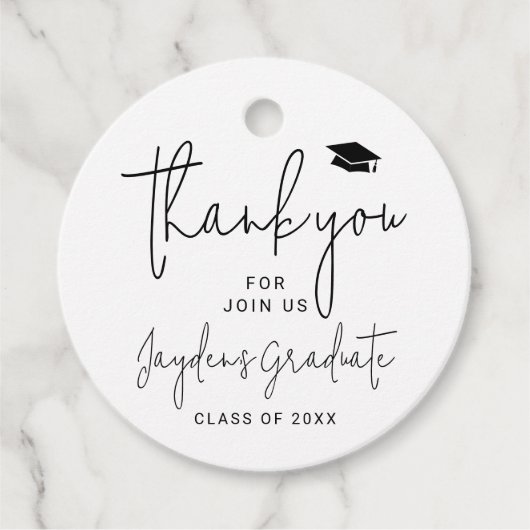 Simple Modern Script Afstuderen dank u Bedankjes Labels (Voorkant)