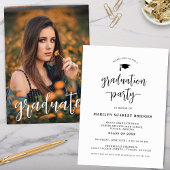 Simple Modern Script Afstuderen Invitation Kaart