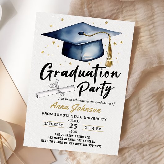 Simple Modern Script Class of '26 Graduation Party Kaart