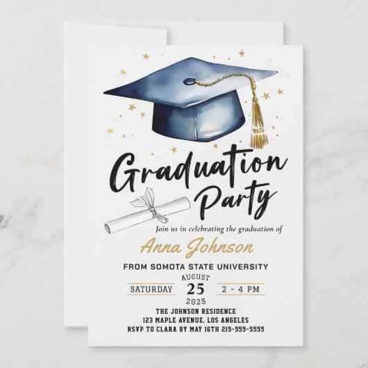 Simple Modern Script Class of '26 Graduation Party Kaart (Voorkant)